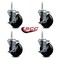 Service Caster 4 Inch Soft Rubber Wheel Swivel 58 Inch Threaded Stem Caster Set with Brake SCC SCC-TS20S414-SRS-TLB-58212-4 - alternate 4